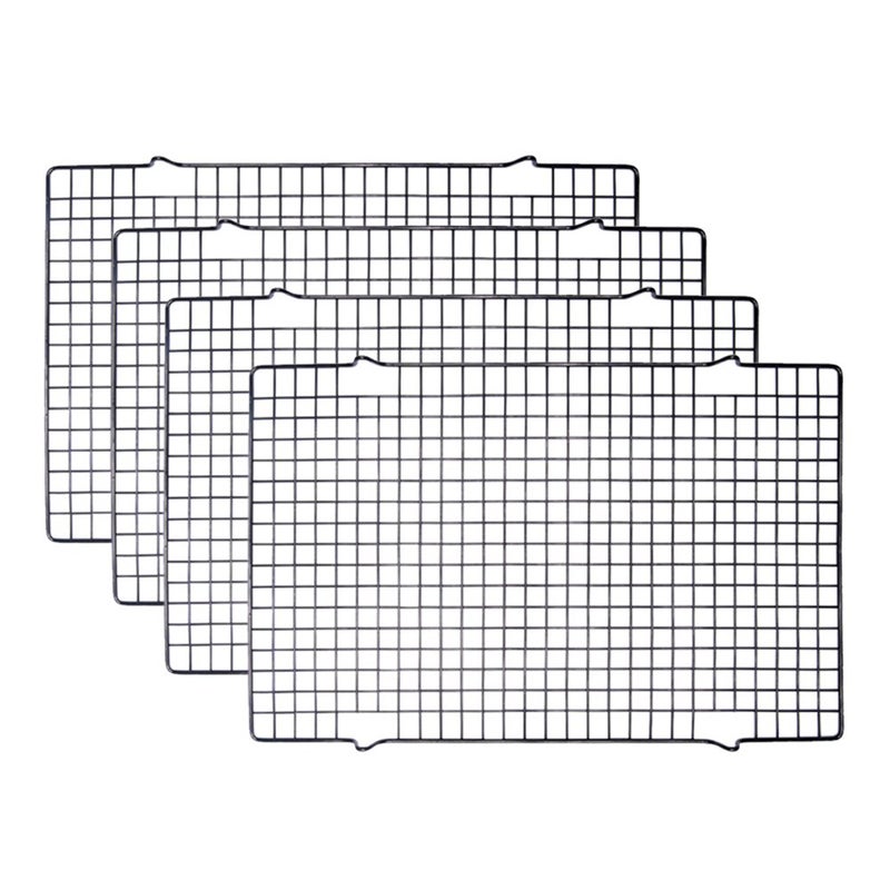 تبيري 4 عبوة رفوف طهي سلكية ثقيلة سوداء لخبز الطعام والشواء والتجفيف 16 × 10
