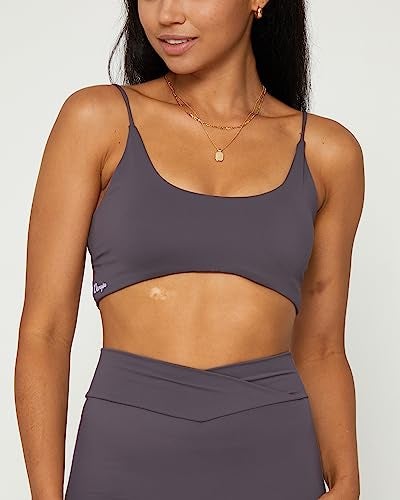 Danysu Womens Backless Sports Bra Open Back Workout Top Light Support Strappy Sport Bra Cute Gym Clothes Crisscross Volcano Ash S - Image 4