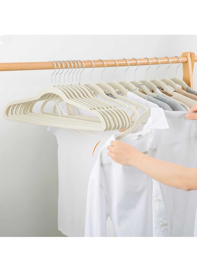 TYCOM Clothes Hangers 100 Pack Velvet Ultra Thin Space Saving Coats Clothes Hangers Non Slip Suit Hangers with 360 Degree Swivel Hook for Jackets Pants Dress Beige. - Image 5