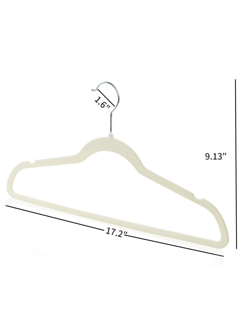 TYCOM Clothes Hangers 100 Pack Velvet Ultra Thin Space Saving Coats Clothes Hangers Non Slip Suit Hangers with 360 Degree Swivel Hook for Jackets Pants Dress Beige. - Image 3