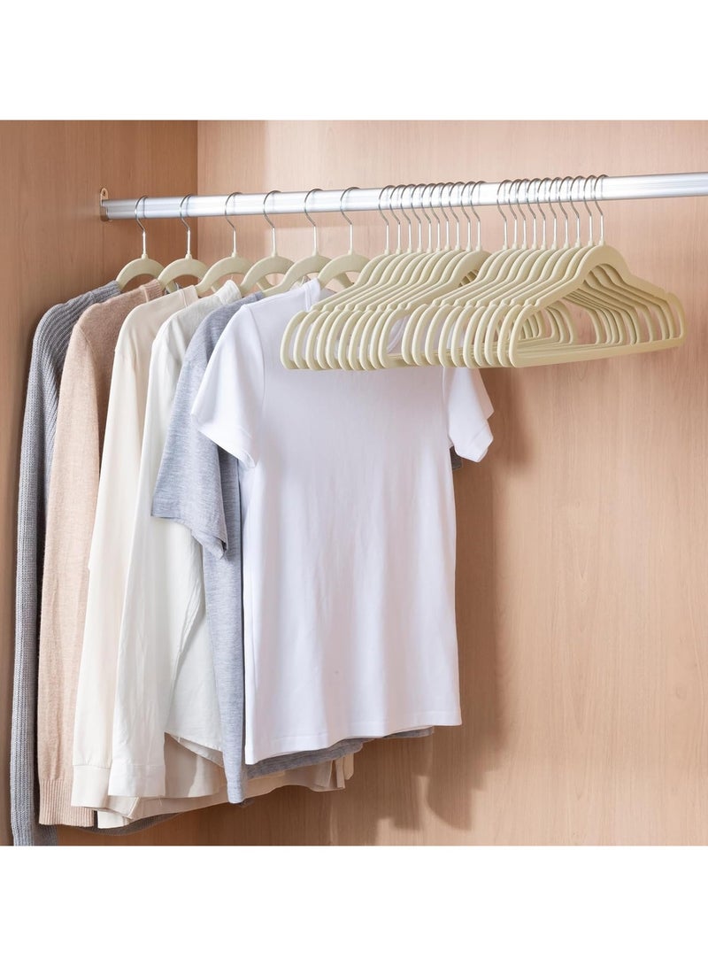 TYCOM Clothes Hangers 100 Pack Velvet Ultra Thin Space Saving Coats Clothes Hangers Non Slip Suit Hangers with 360 Degree Swivel Hook for Jackets Pants Dress Beige. - Image 4