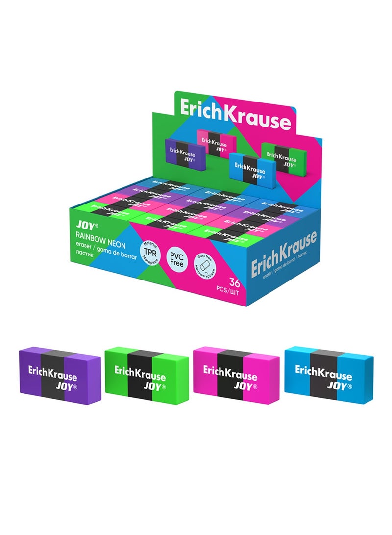 ErichKrause ممحاة أقلام ملونة نيون قوس قزح 36 قطعة - Image 2