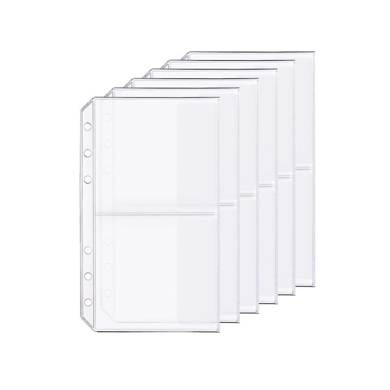 Zelten 6 Pack A6 6 Holes Binder 2 Pockets Plastic Binder Folders Waterproof 6 Holes Holder for Receipt Ticket (2 Pocket, A6) - Image 1