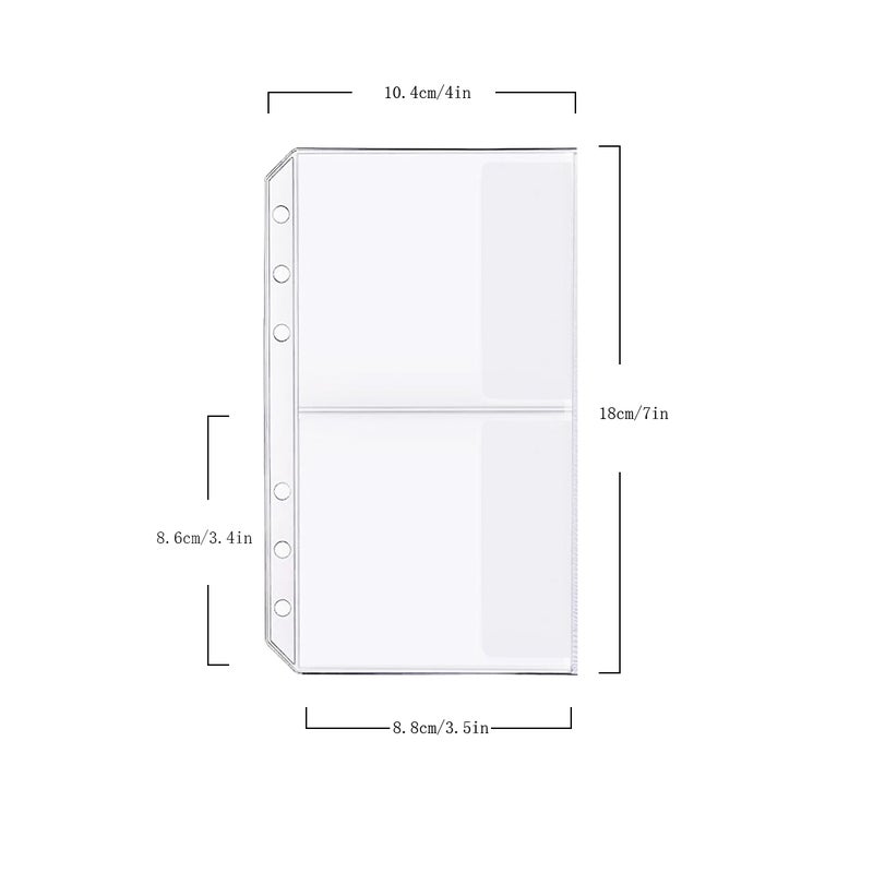 Zelten 6 Pack A6 6 Holes Binder 2 Pockets Plastic Binder Folders Waterproof 6 Holes Holder for Receipt Ticket (2 Pocket, A6) - Image 2