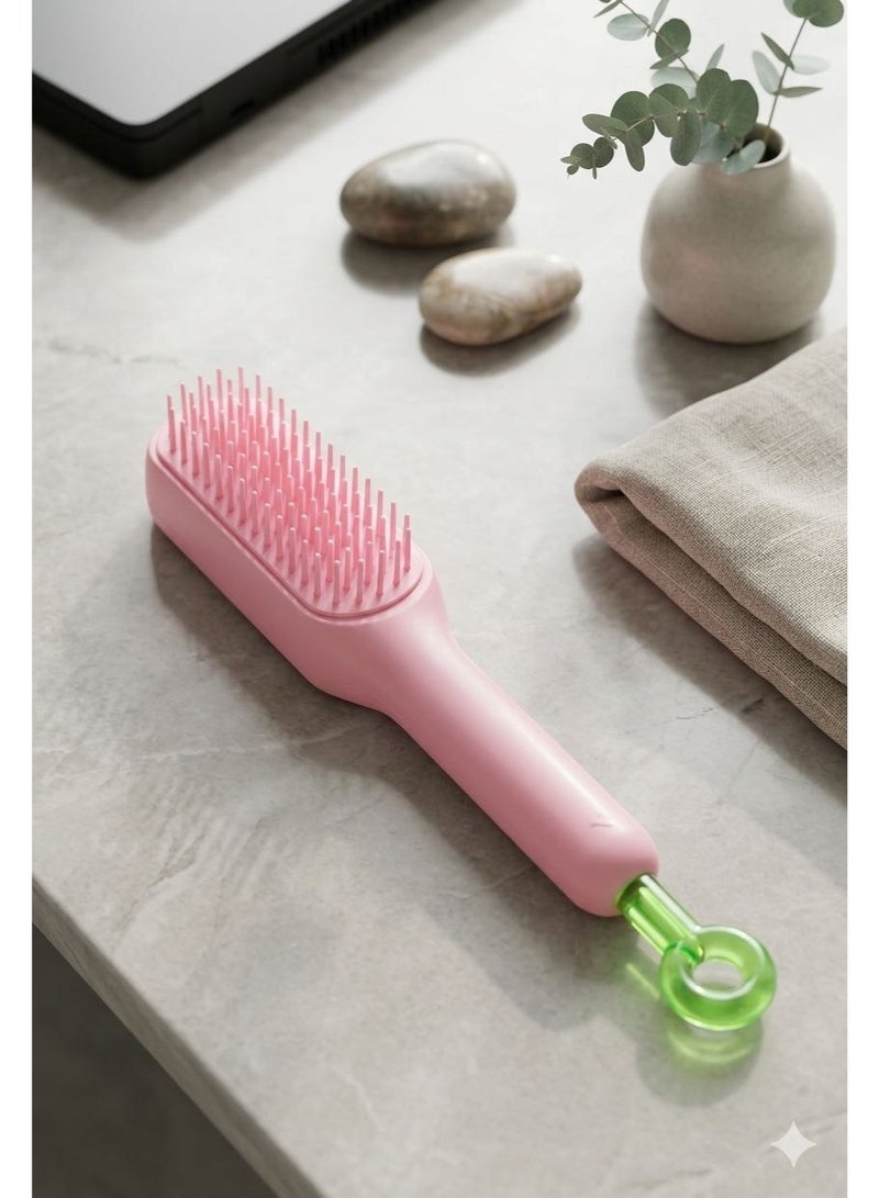 A hair straightening brush and comb with buttons for cleaning the brush - Image 1