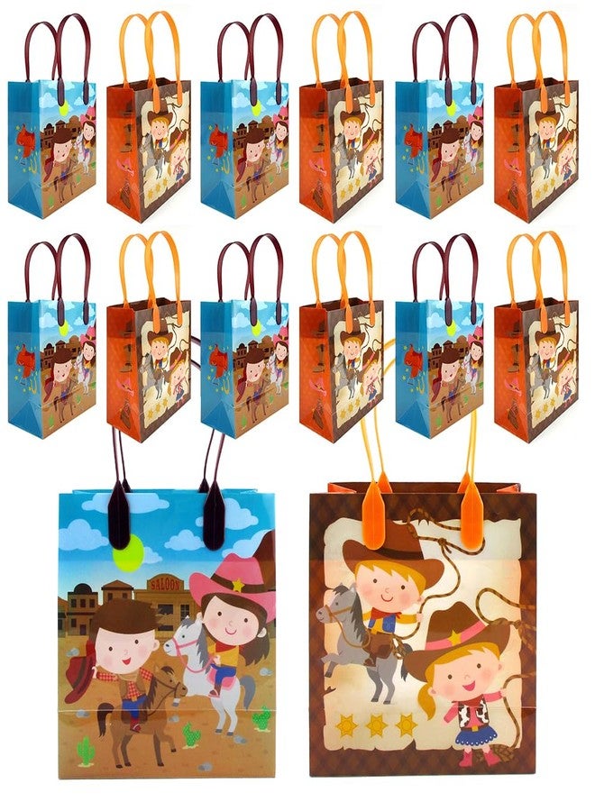 TINYMILLS Western Cowboy Cowgirl Themed Party Favor Bags Treat Bags, 12 Pack - Image 1