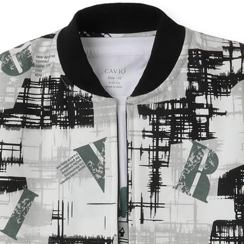 CAVIO Boys Cotton Printed Full Sleeve Jacket and T-Shirt White - Image 3