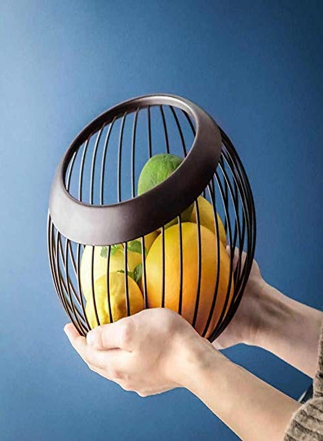 PURI - Round Fruit/Vegetable/Eggs Metal Basket for Dining Table and Hotel Buffet - (Black Color) - Image 5