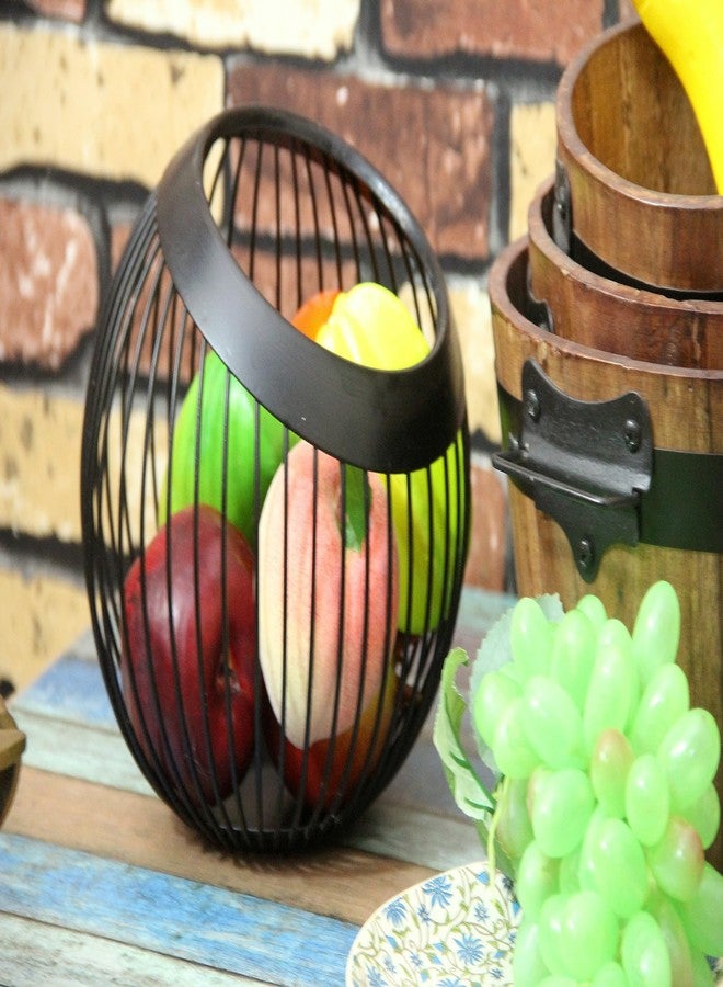 PURI - Round Fruit/Vegetable/Eggs Metal Basket for Dining Table and Hotel Buffet - (Black Color) - Image 1