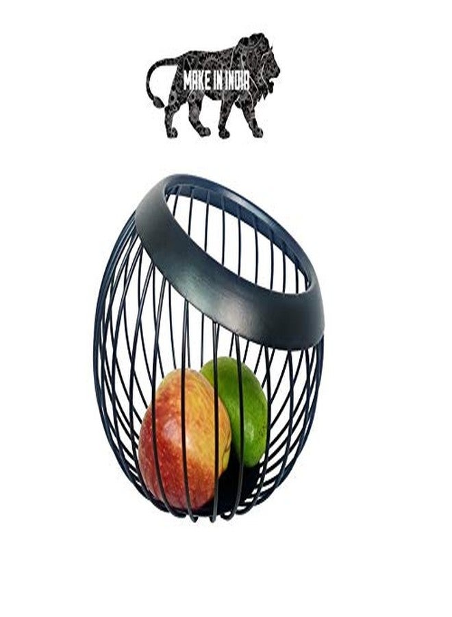 PURI - Round Fruit/Vegetable/Eggs Metal Basket for Dining Table and Hotel Buffet - (Black Color) - Image 3