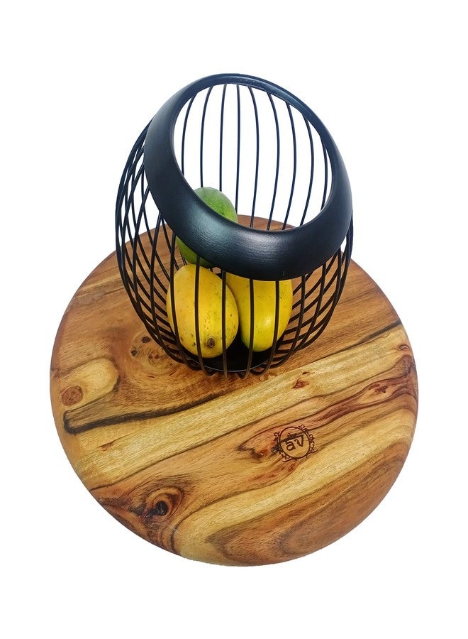 PURI - Round Fruit/Vegetable/Eggs Metal Basket for Dining Table and Hotel Buffet - (Black Color) - Image 4