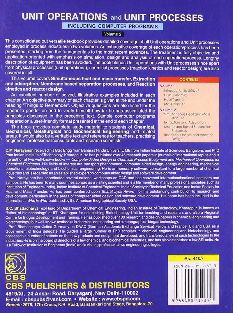 UNIT OPERATIONS AND UNIT PROCESSES, VOL 2 : INCLUDING COMPUTER PROGRAMS - Image 2