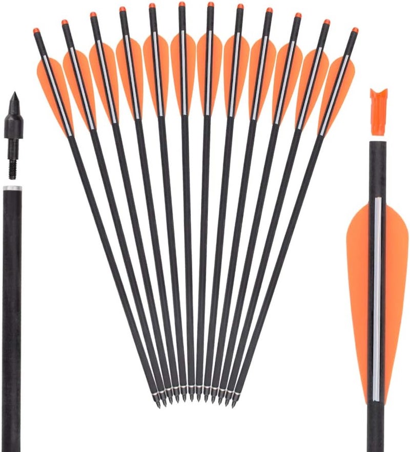 TY Archery Carbon Crossbow Bolts 16 18 20 Inch Hunting Archery Arrows with 4" Vanes Replaced Arrowhead Tip (Pack of 12) - Image 2