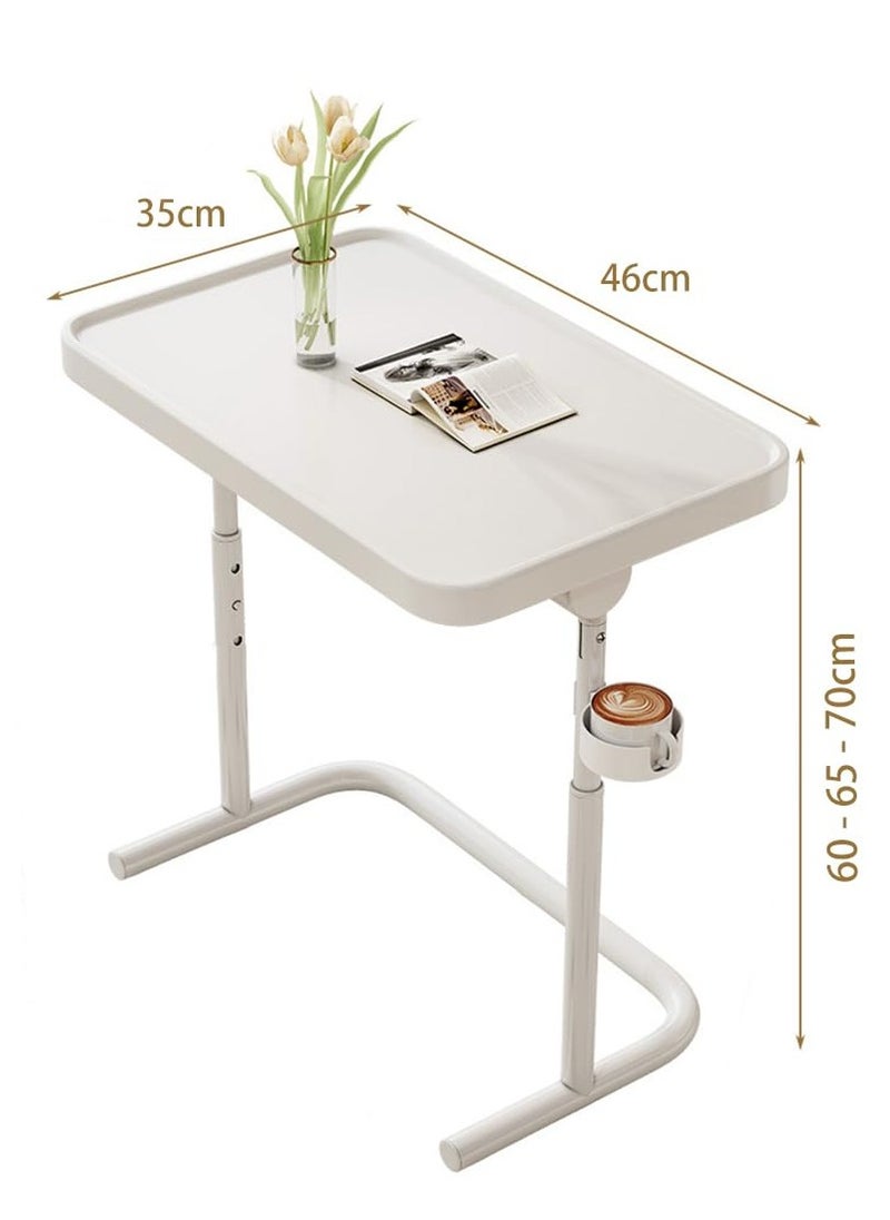 Standing Laptop Desk Small Computer Table with Magnetic Desktop Adjustable Laptop Table Desk Foldable End Side Table Bed Tray Table for Working&Eating(White)