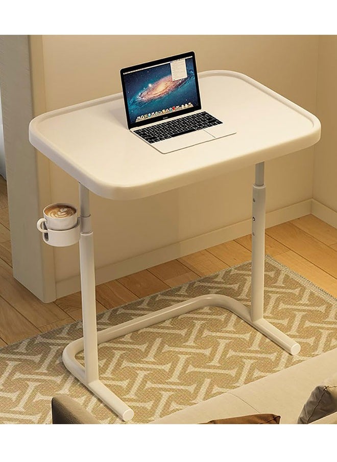 Standing Laptop Desk Small Computer Table with Magnetic Desktop Adjustable Laptop Table Desk Foldable End Side Table Bed Tray Table for Working&Eating(White)