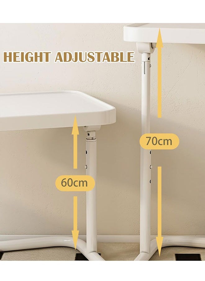 Standing Laptop Desk Small Computer Table with Magnetic Desktop Adjustable Laptop Table Desk Foldable End Side Table Bed Tray Table for Working&Eating(White)