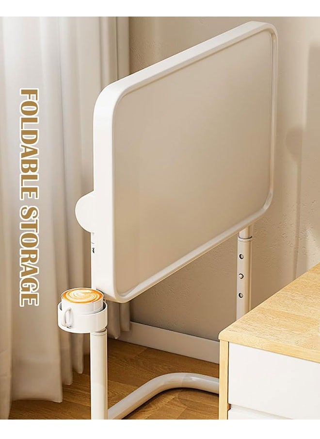 Standing Laptop Desk Small Computer Table with Magnetic Desktop Adjustable Laptop Table Desk Foldable End Side Table Bed Tray Table for Working&Eating(White)