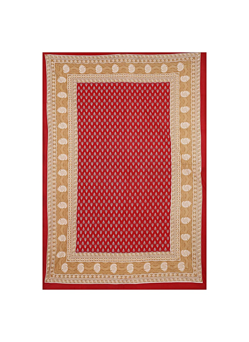Queenie Queenie Brand 100% Cotton Rajasthani Jaipuri Traditional King Size Double Bed Bedsheet with 2 Pillow Covers/GAD Printed Bedsheet for DoubleB Bed (4KAMGADBUTI-RD)  - Image 2