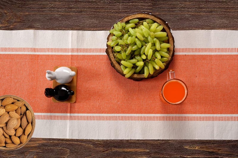 CRAZYWEAVES Table Runner for 6 Seater Dining Table, Living Room Table ruuner Table Runners for Dinning Table/Party Restaurants with Tassels at End (Orange, L-182 cm, W-32 cm) - Image 2