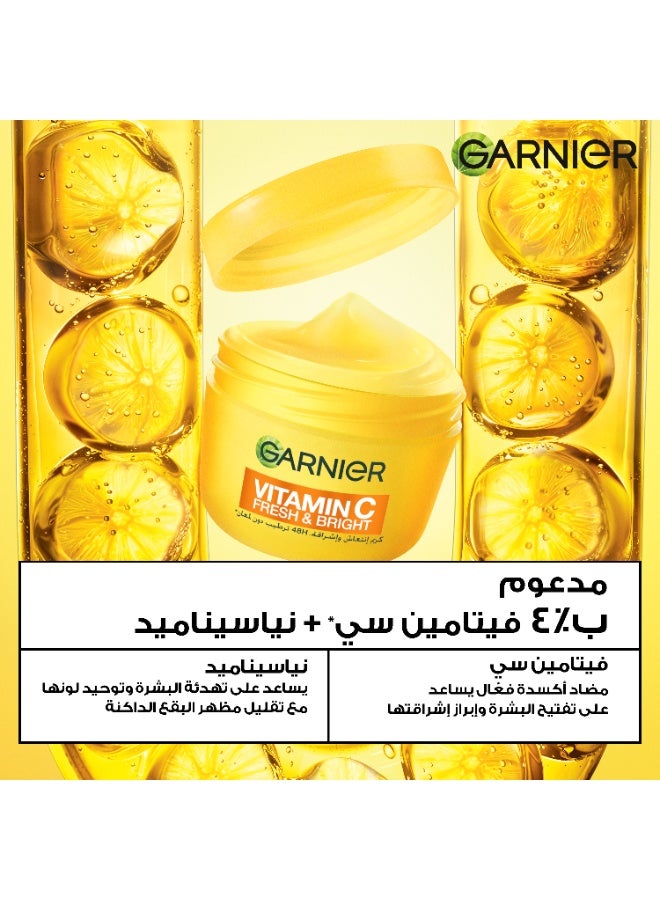 Garnier SkinActive, Fresh & Bright Moisturizer Cream, 4% Vitamin C & Niacinamide, For Dull & Uneven Skin - Image 3