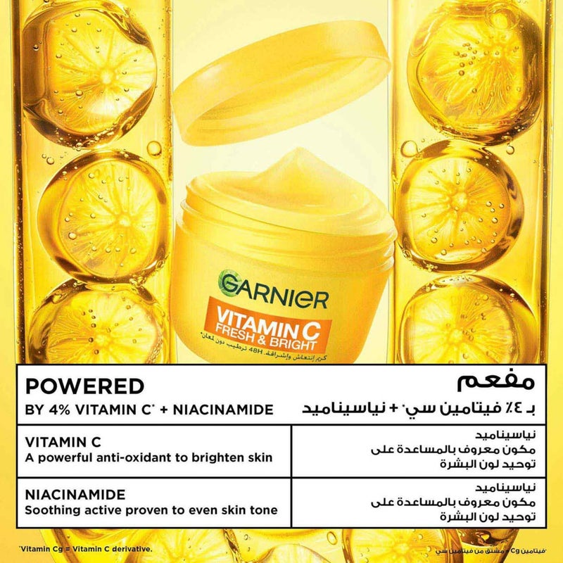 Garnier SkinActive, Fresh & Bright Moisturizer Cream, 4% Vitamin C & Niacinamide, For Dull & Uneven Skin - Image 4