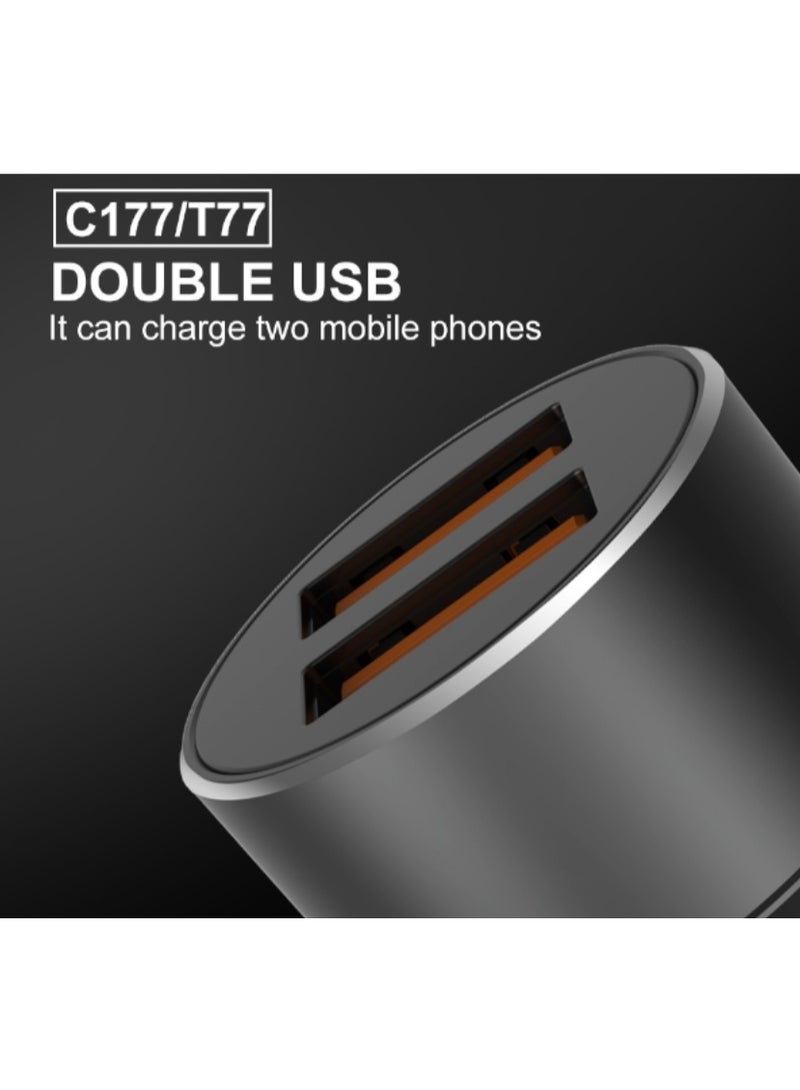 دبليو يو دبليو شاحن سيارة سريع بمنفذي USB 2.4 أمبير 2USB - Image 2