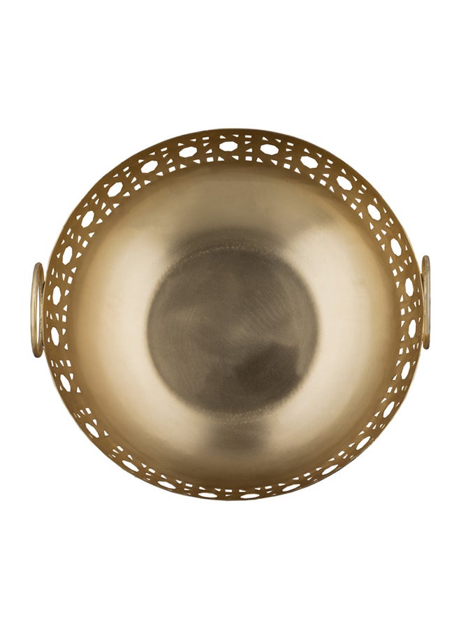 Alsaif وعاء تقديم قاعدة خشبية يمكن استخدامها لتقديم السلطة أو المعكرونة أو الفواكه 26X26X18 ذهبية - Image 3