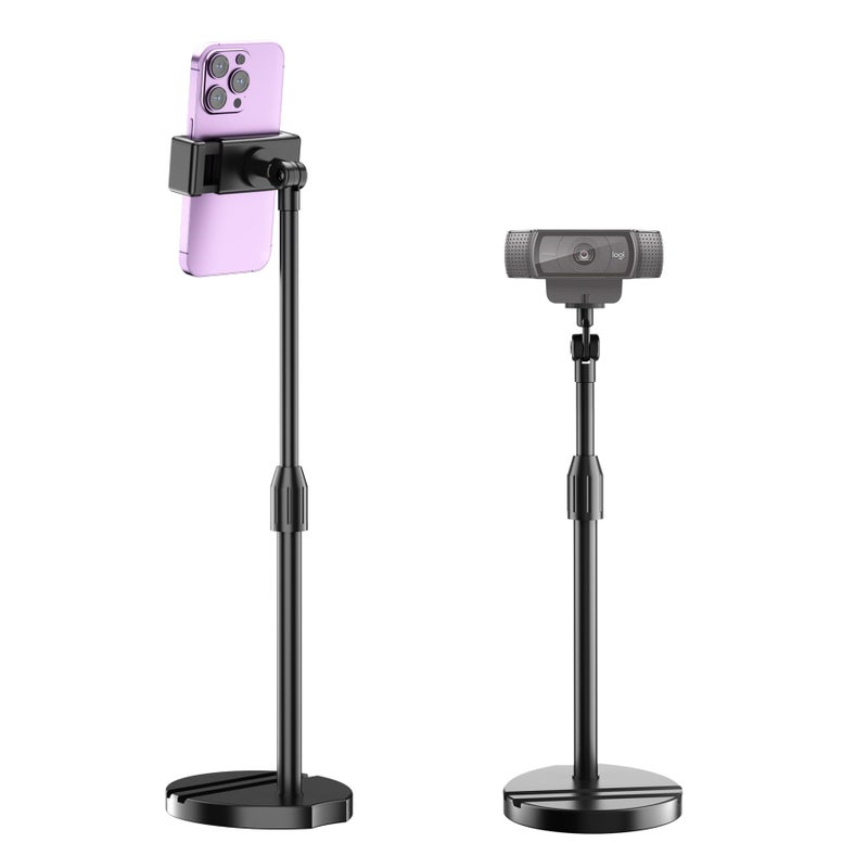 LenTok Telescopic Webcam Tripod Stand for Desk with Phone Holder Desktop Webcam Mount Compatible with C922 C930e C920S C920 C615 C960 C920x Brio 4K Table Phone Stand with 14 Thread - Image 2
