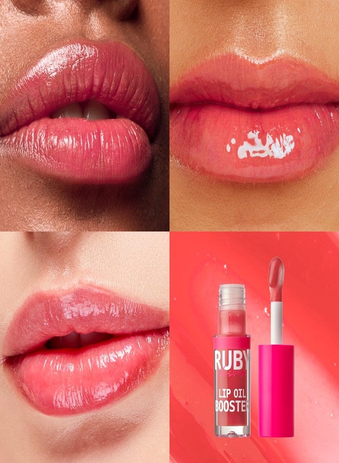 Ruby Kisses Lip Oil Booster, Hydrating Lip Gloss with Nourishing Natural Oil Blend, Jumbo Wand for Easy Application, Non-Sticky Formula (Rosewood) - Image 4