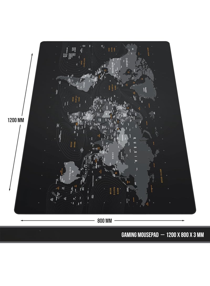 XXL Mouse Mat - Speed Gaming Mouse Pad - 1200 x 800 x 3mm - Extra Large Table Mat - World Map Design for Improved Precision and Speed - Image 4