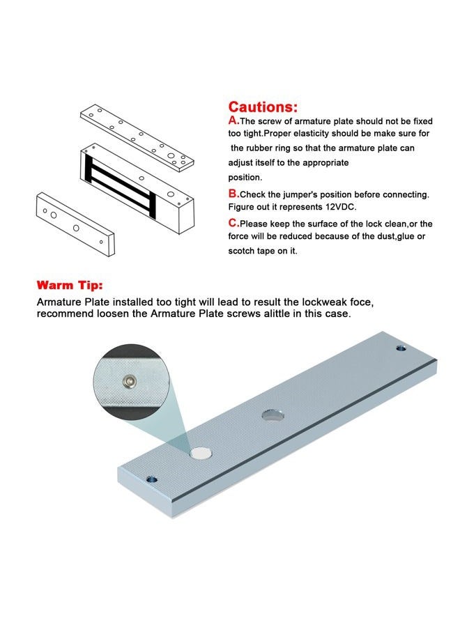 GERSIK Magnetic Door Lock, 600LBS 280kg Holding Force Electromagnetic Lock, DC 12V Fail-Safe Mode Door Access Control System, Outswing Door Security - Image 2