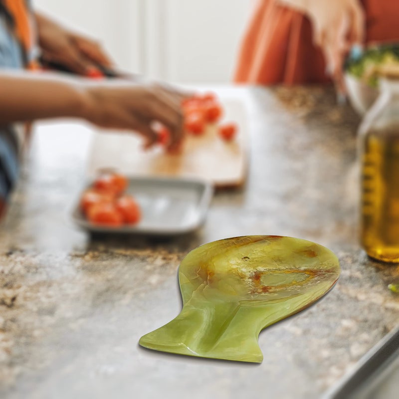 TheWolfard Luxury Handmade Multi Green Calcite Crystal Spoon Rest for Kitchen Counter, Best Spatula Holder for Kitchen Accessories & Housewarming Gifts. - Image 4