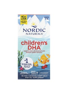 Nordic Naturals, Children's DHA, Ages 3-6, Strawberry, 90 Mini Chewable Soft Gels
