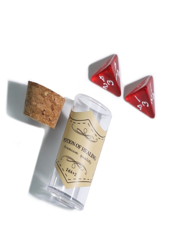 FourDragons 24 Pcs Red D4 Dice with 4 Pcs Healing Potion Bottle, Roleplaying D4 Polyhedral Dice Set Compatible with Dungeons and Dragons D&D RPG MTG Table Games - Image 3