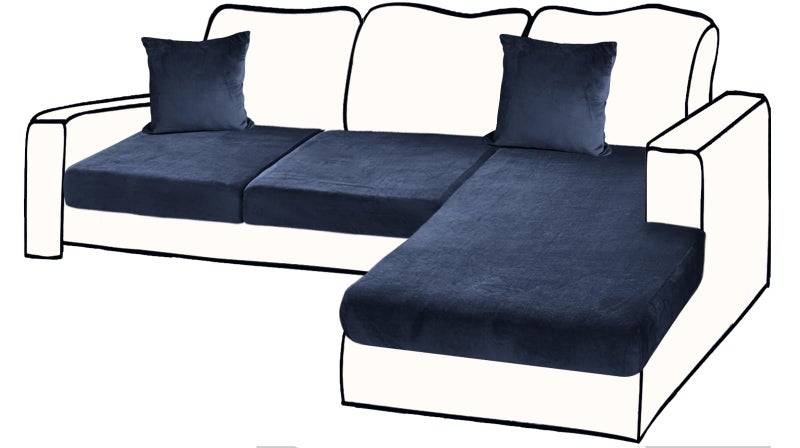 Bt.Wa Sectional Couch Covers For 3-Piece Seat Cushion Velvet Separate L Shape Couch Cover Stretch Sofa Slipcover With 2 Pieces Pillowcases Furniture Protector (Sofa 2 Seater + 1 Chaise  Navy) - Image 1