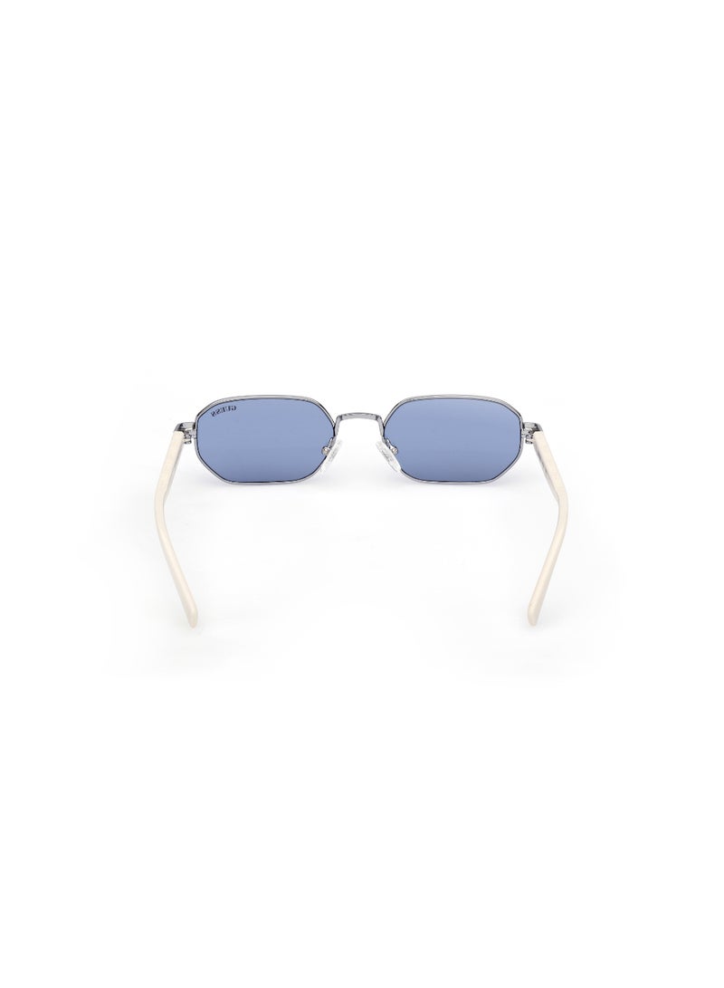 GUESS FULL RIM UNISEX ASYMMETRICAL BLUE METAL SUNGLASSES - Image 4