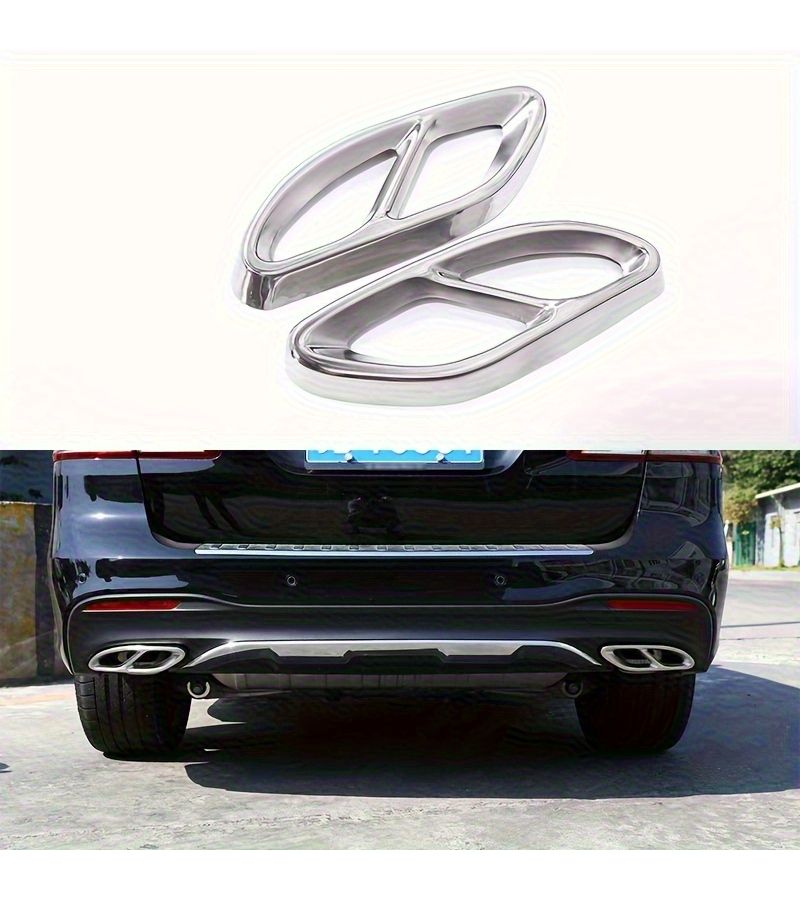 2pcs Black Rear Exhaust Pipe Trim Covers Compatible With Mercedes Benz C Class E Class GLC GLE A Class B Class 2014 2015 2016 2017 2018 2019 Models - Image 4