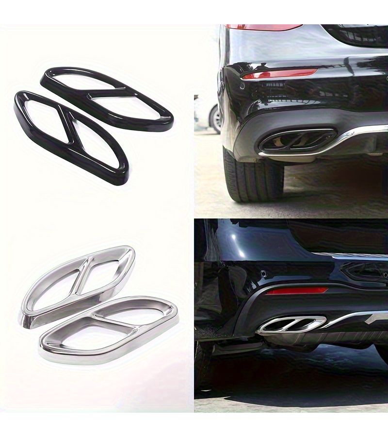 2pcs Black Rear Exhaust Pipe Trim Covers Compatible With Mercedes Benz C Class E Class GLC GLE A Class B Class 2014 2015 2016 2017 2018 2019 Models - Image 1