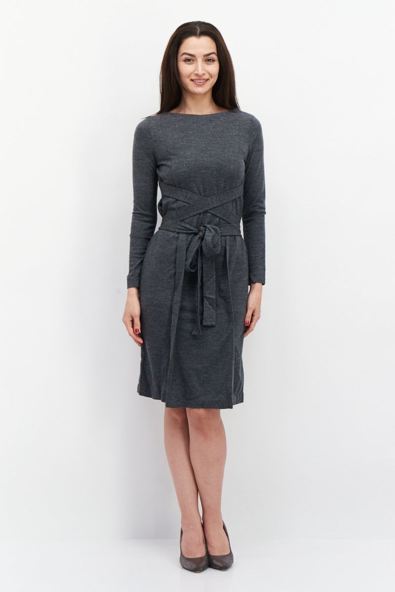 VERO MODA فستان ميدي هاذر للنساء، رمادي - Image 1