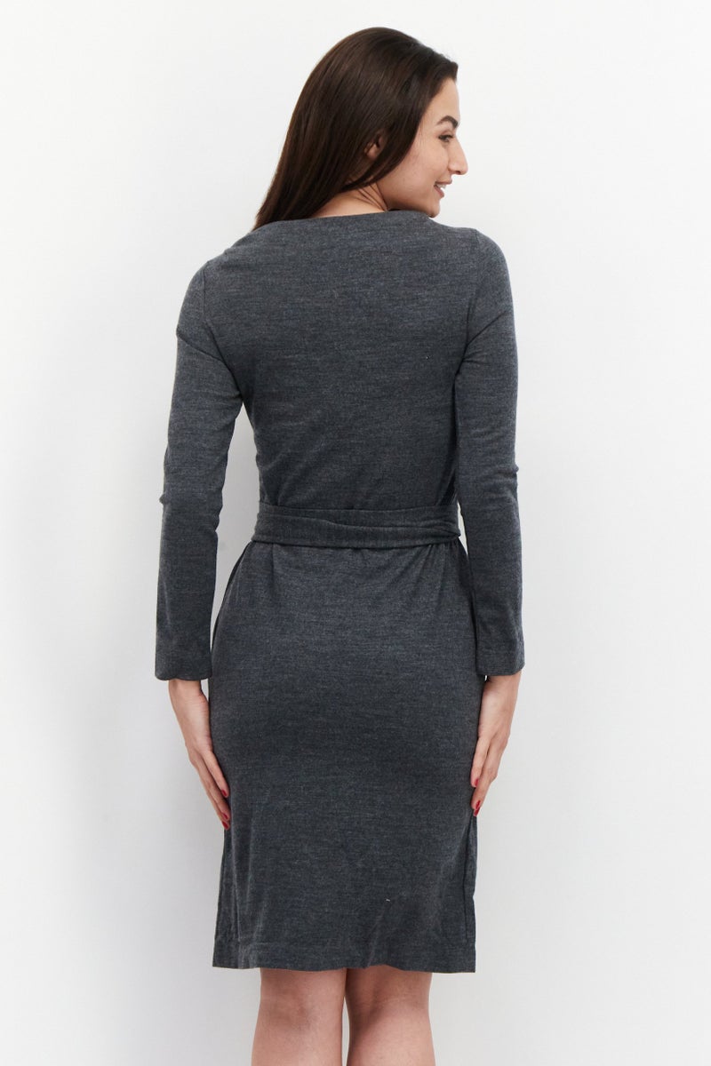 VERO MODA فستان ميدي هاذر للنساء، رمادي - Image 3