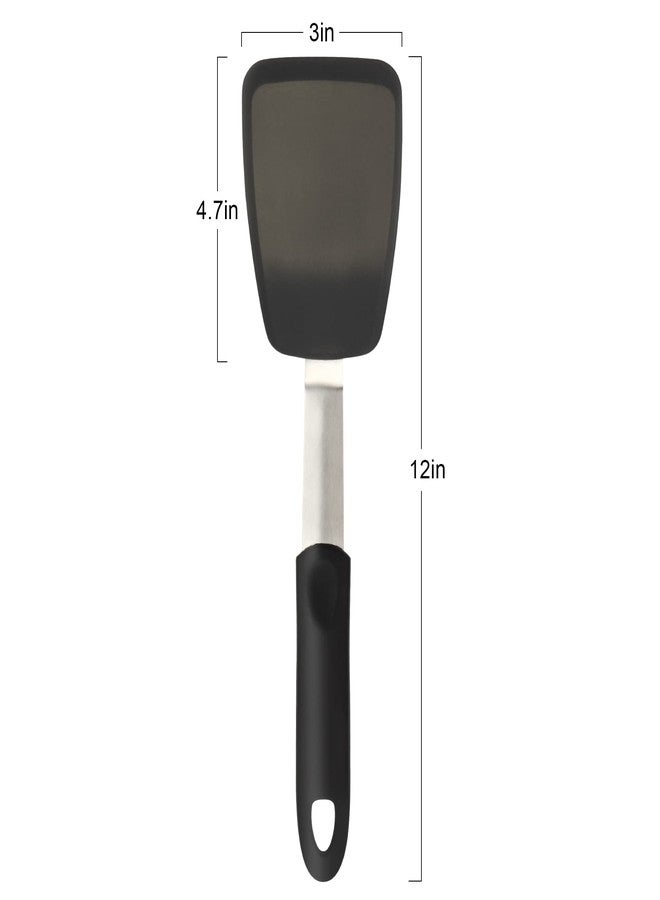Mepple Flexible Silicone Spatula, Turner, Rubber Cookie Spatula for Flipping Eggs, Burgers, Crepes and Fish, Non-Stick & 600F Heat-Resistant, Essential Kitchen Cooking Utensils, Small - Image 3