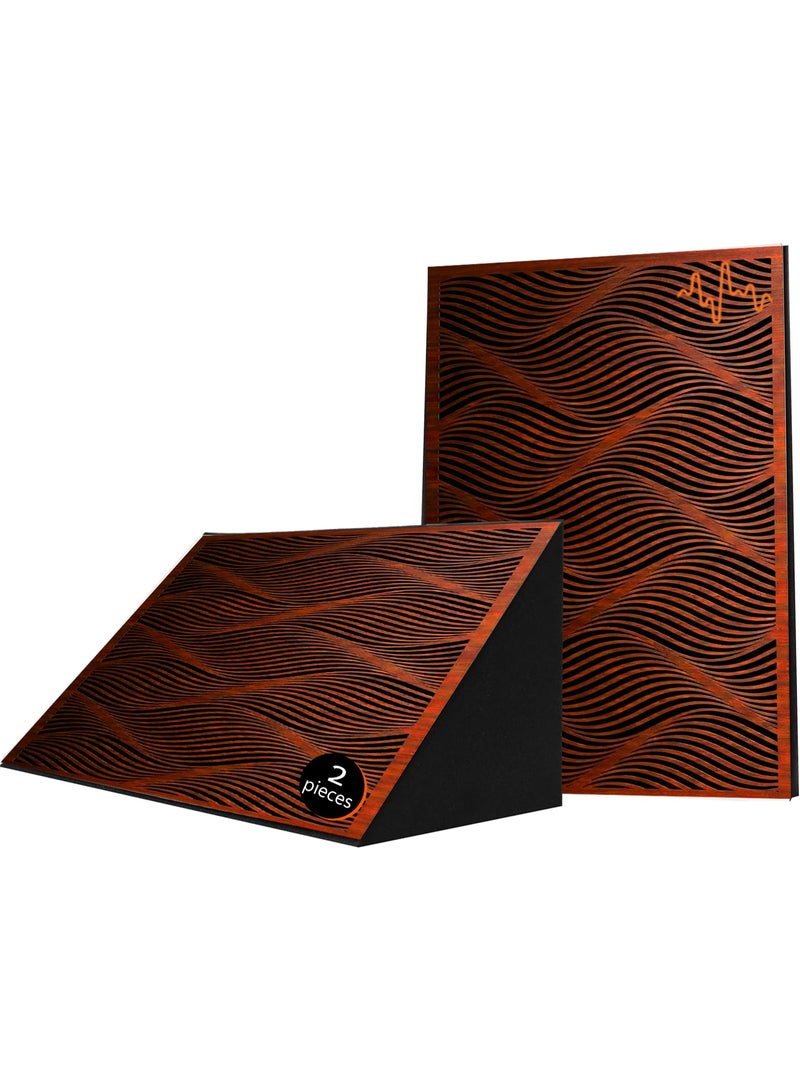 Acoustic Motion Acoustic Bass Trap Absorption-Diffusion-Reflection-Soundproofing-For corners VISUALNOISE design acoustic panel,60x30x30 cm for Home Studio,Recording Insulation Low to High Frequency wood+Foam,Brown - Image 1