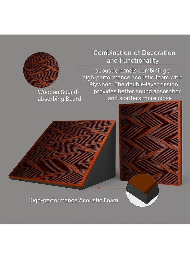 Acoustic Motion Acoustic Bass Trap Absorption-Diffusion-Reflection-Soundproofing-For corners VISUALNOISE design acoustic panel,60x30x30 cm for Home Studio,Recording Insulation Low to High Frequency wood+Foam,Brown - Image 5