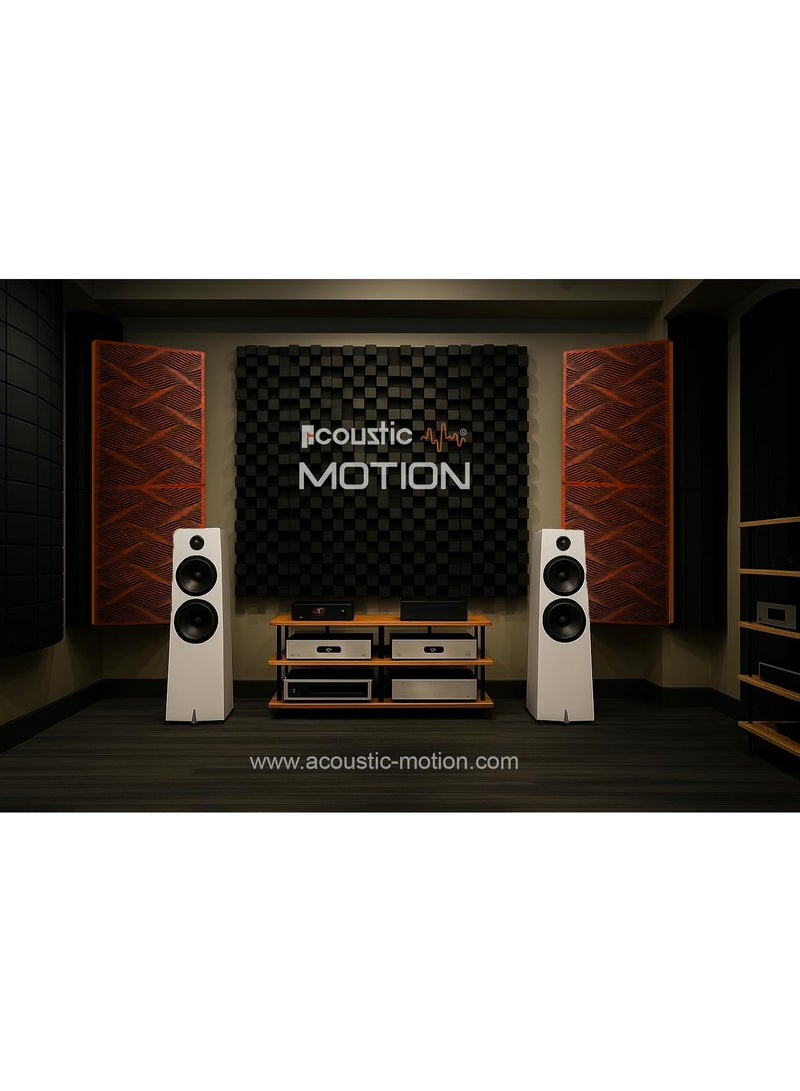 Acoustic Motion Acoustic Bass Trap Absorption-Diffusion-Reflection-Soundproofing-For corners VISUALNOISE design acoustic panel,60x30x30 cm for Home Studio,Recording Insulation Low to High Frequency wood+Foam,Brown - Image 3