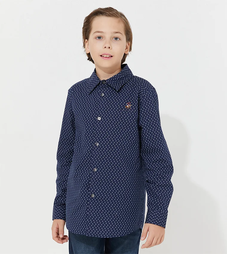 BEVERLY HILLS POLO CLUB Logo Detailed Printed Woven Shirt