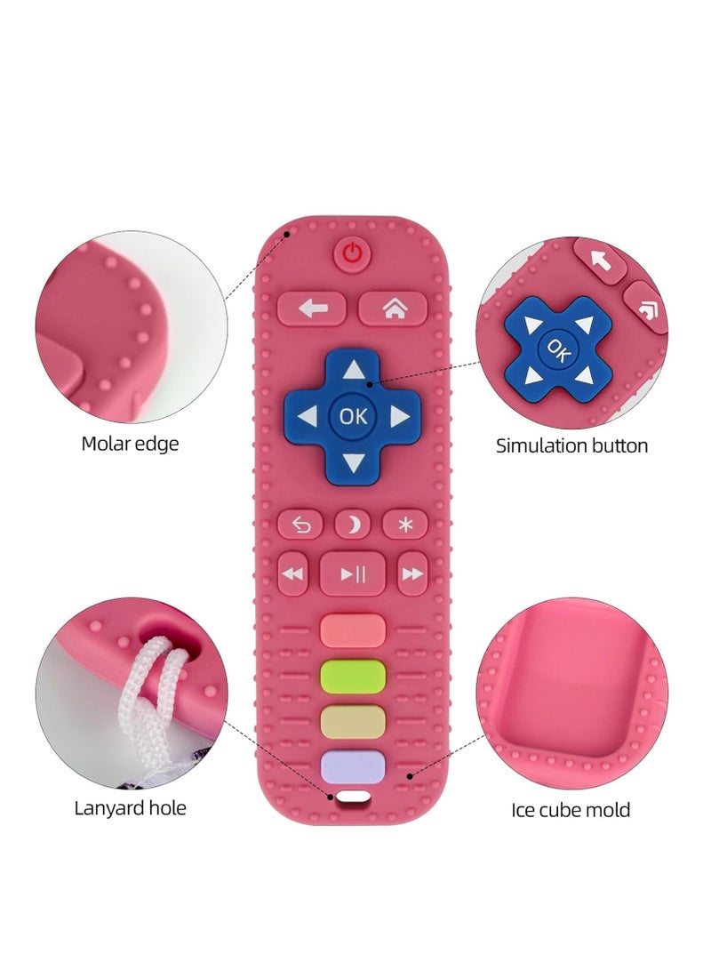 MUMS PLANET Silicone Teething Toys for Infant Toddlers, Remote Control Shape Teethers for Babies Chew Toys, Relief Soothe Babies Gums Set, BPA Free/Freezable/Dishwasher and Refrigerator Safe ( pink ) - Image 2