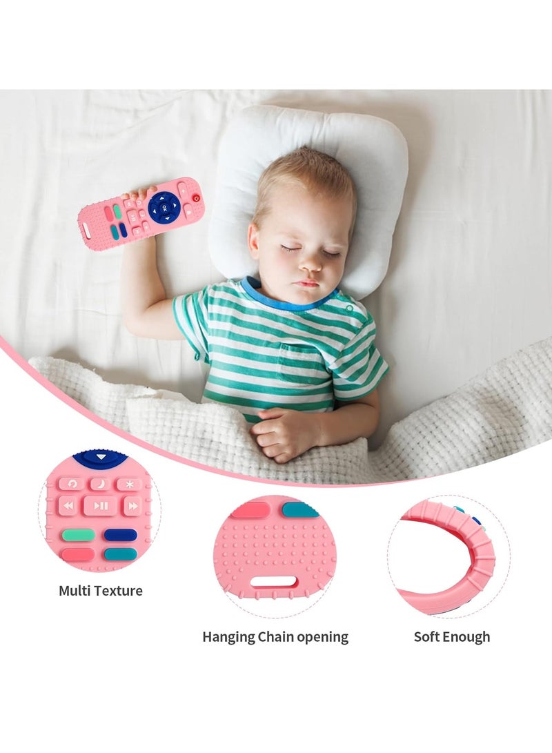 MUMS PLANET Silicone Teething Toys for Infant Toddlers, Remote Control Shape Teethers for Babies Chew Toys, Relief Soothe Babies Gums Set, BPA Free/Freezable/Dishwasher and Refrigerator Safe ( pink ) - Image 3