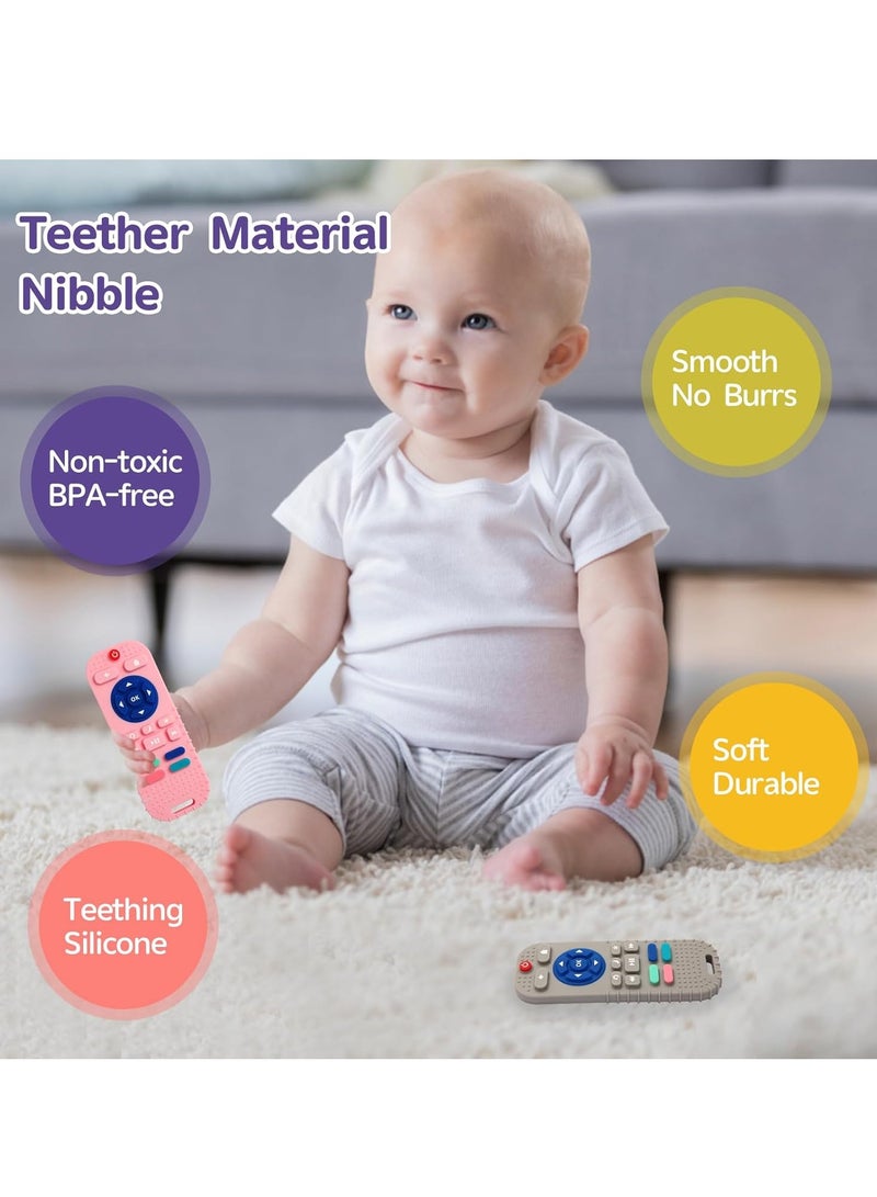 MUMS PLANET Silicone Teething Toys for Infant Toddlers, Remote Control Shape Teethers for Babies Chew Toys, Relief Soothe Babies Gums Set, BPA Free/Freezable/Dishwasher and Refrigerator Safe ( pink ) - Image 4