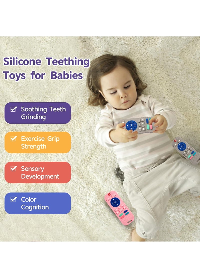 MUMS PLANET Silicone Teething Toys for Infant Toddlers, Remote Control Shape Teethers for Babies Chew Toys, Relief Soothe Babies Gums Set, BPA Free/Freezable/Dishwasher and Refrigerator Safe ( pink ) - Image 5