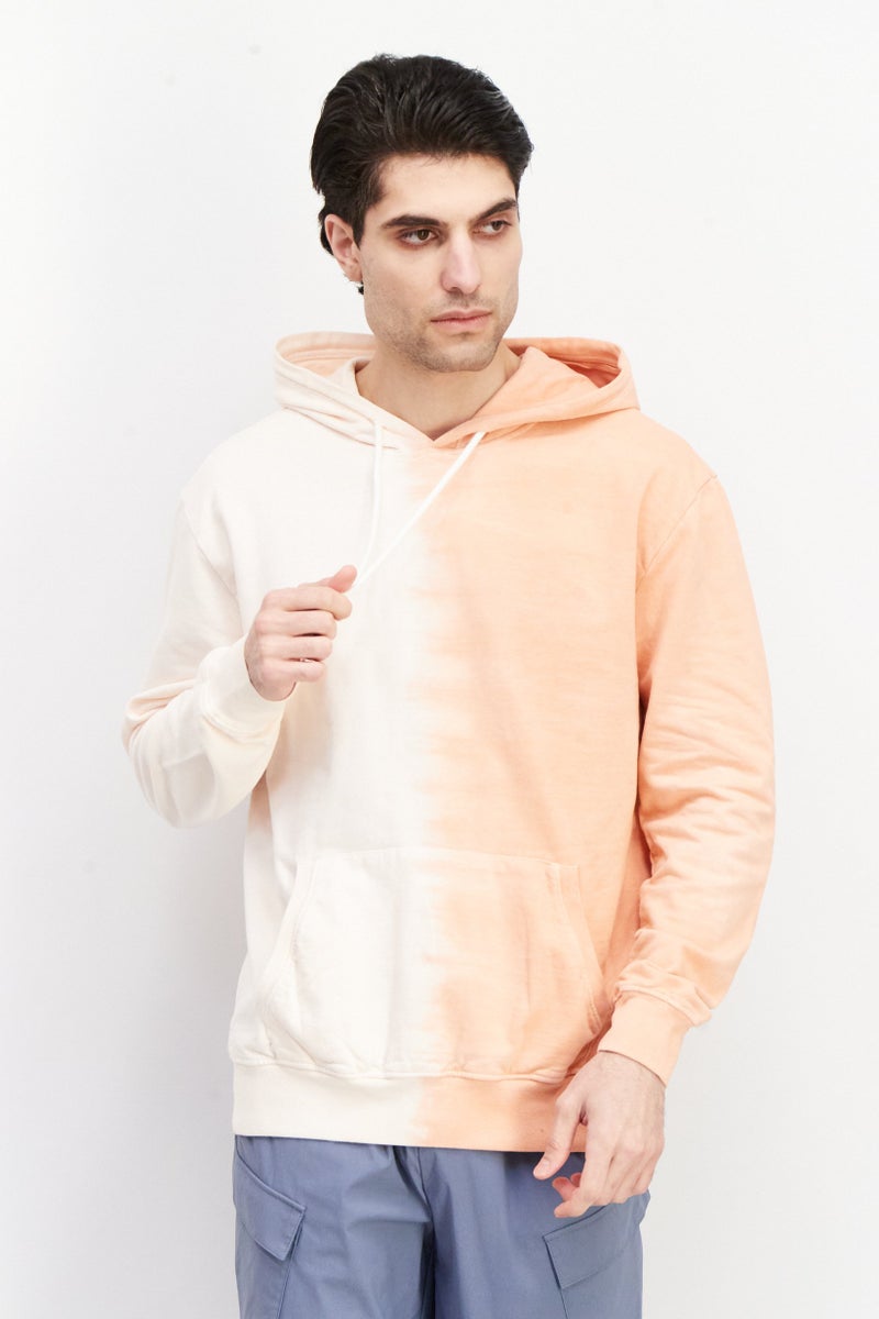 Sovereign Code Men Hooded Long Sleeve Tie Dye Printed Sweatshirt, Pink - Image 1